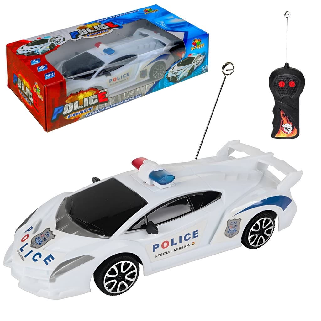 Carrinho De Controle Remoto Policial Infantil Frente e Ré Brinquedo Presente Menino
