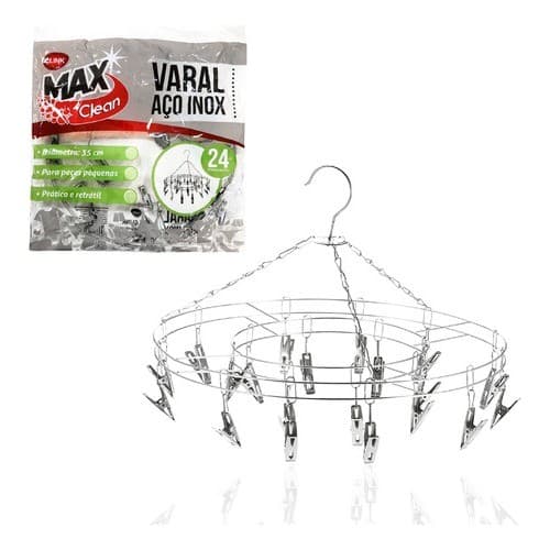 Varal 24 Aço Inox Prendedores Suspenso Roupa Intima Não Inferruja Calcinha Cuecas Meias