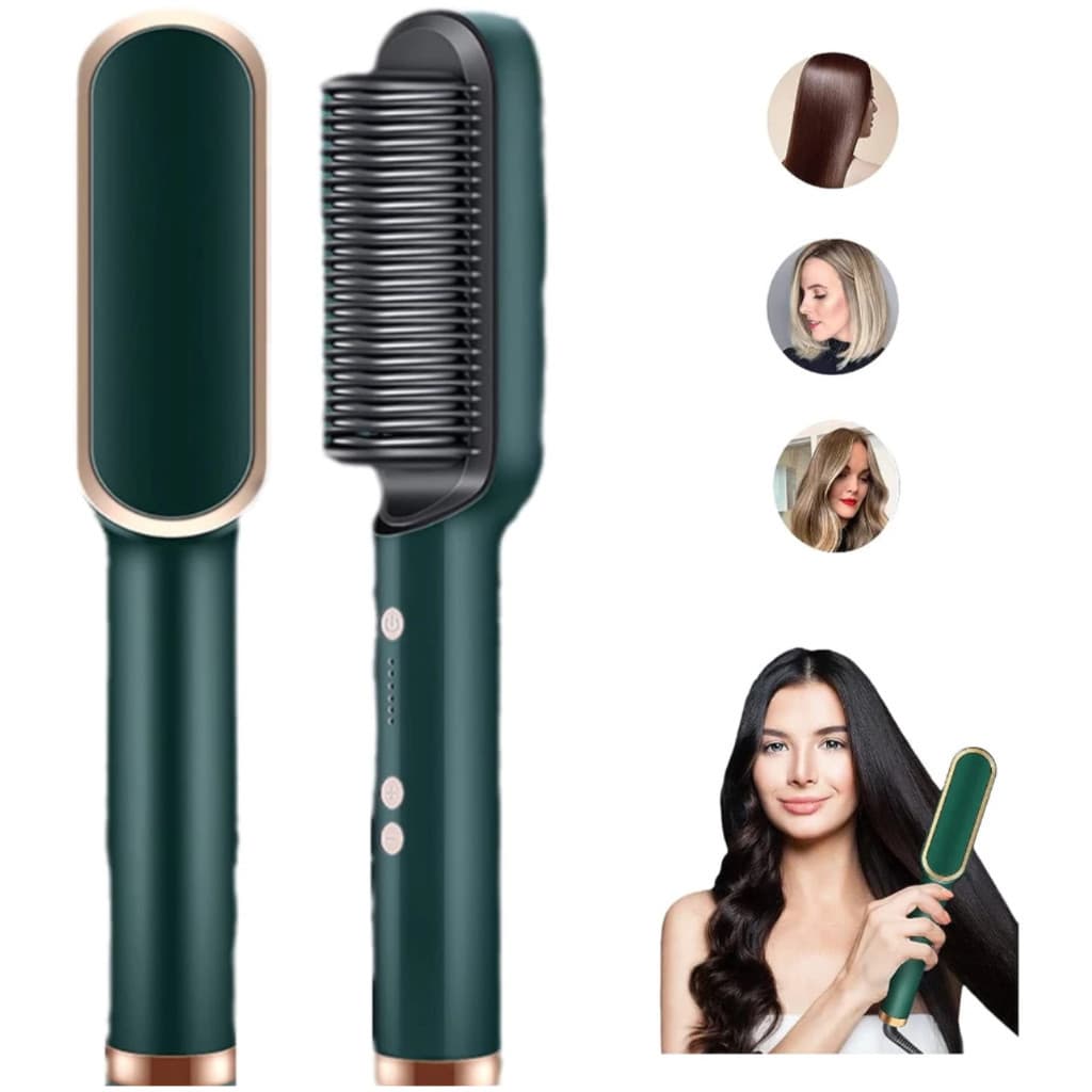 Escova Alisadora Bivolt 5 em 1 - Alisa, Hidrata, Modela, Alinha e Anti-Frizz 110V