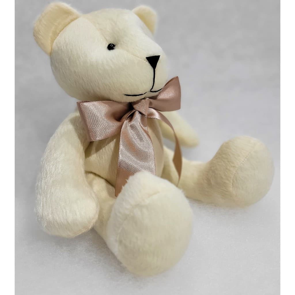 Ursinho de pelúcia Articulado Laço Menina Antialérgico Decoração 34 cm -Velboa Palha - URSO G