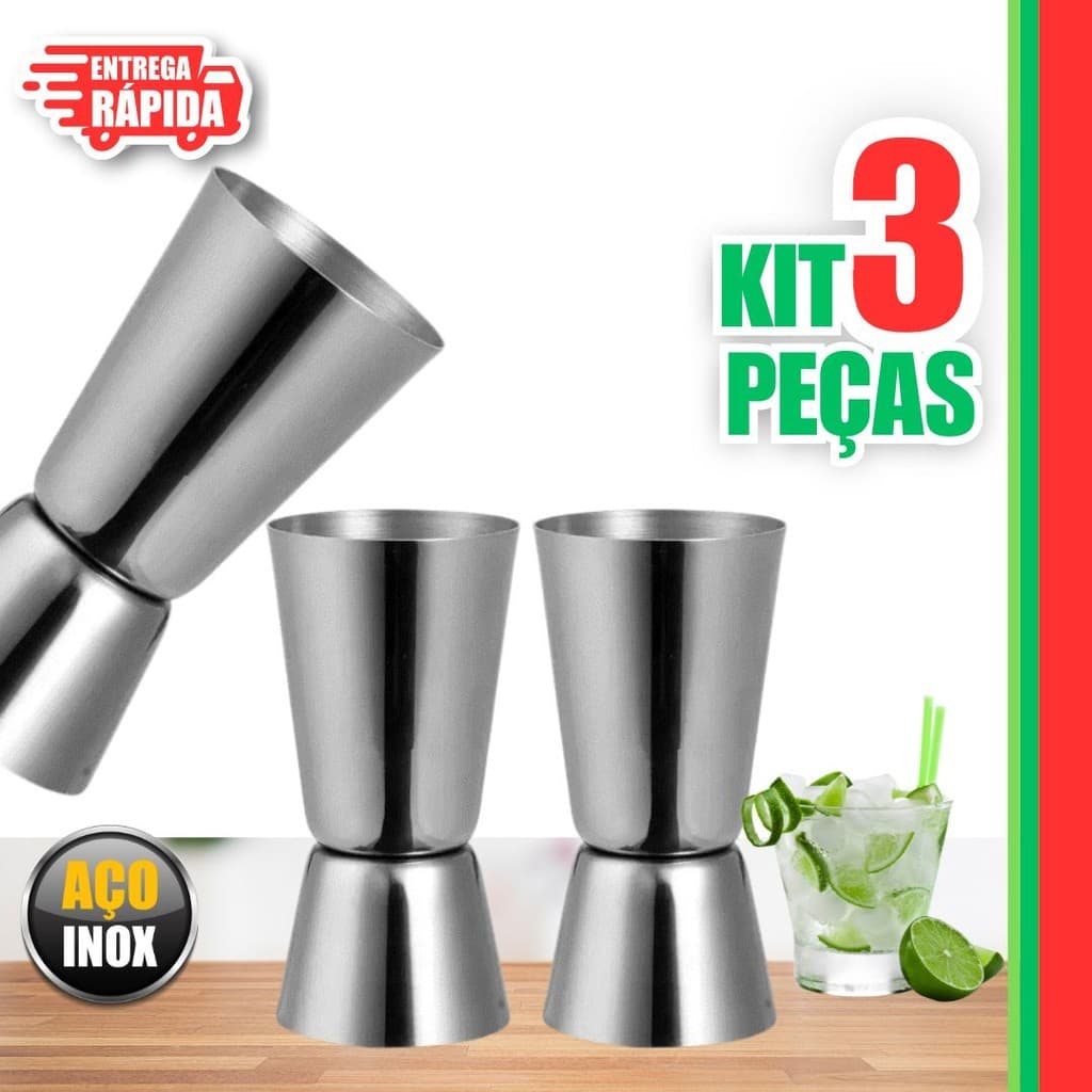 3 Dosadores duplo de inox para Bebidas e Drinks 50ml e 25 ml.