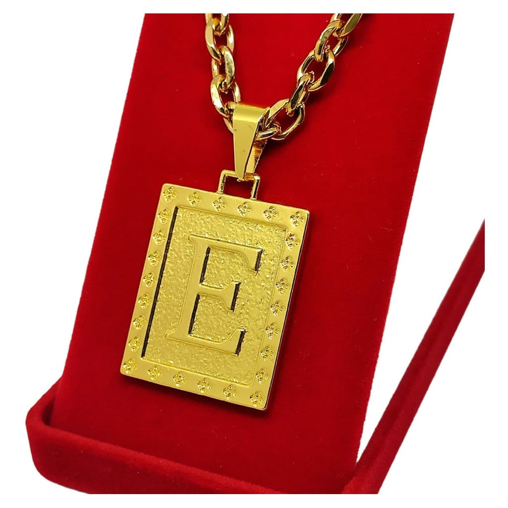 Cordão Corrente Banhado A Ouro 18k + Pingente Letras