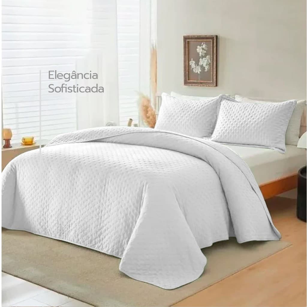 Cobre Leito Colcha Genebra Mônaco Percal 400 Fios Toque de Pluma Premium 3 Peças