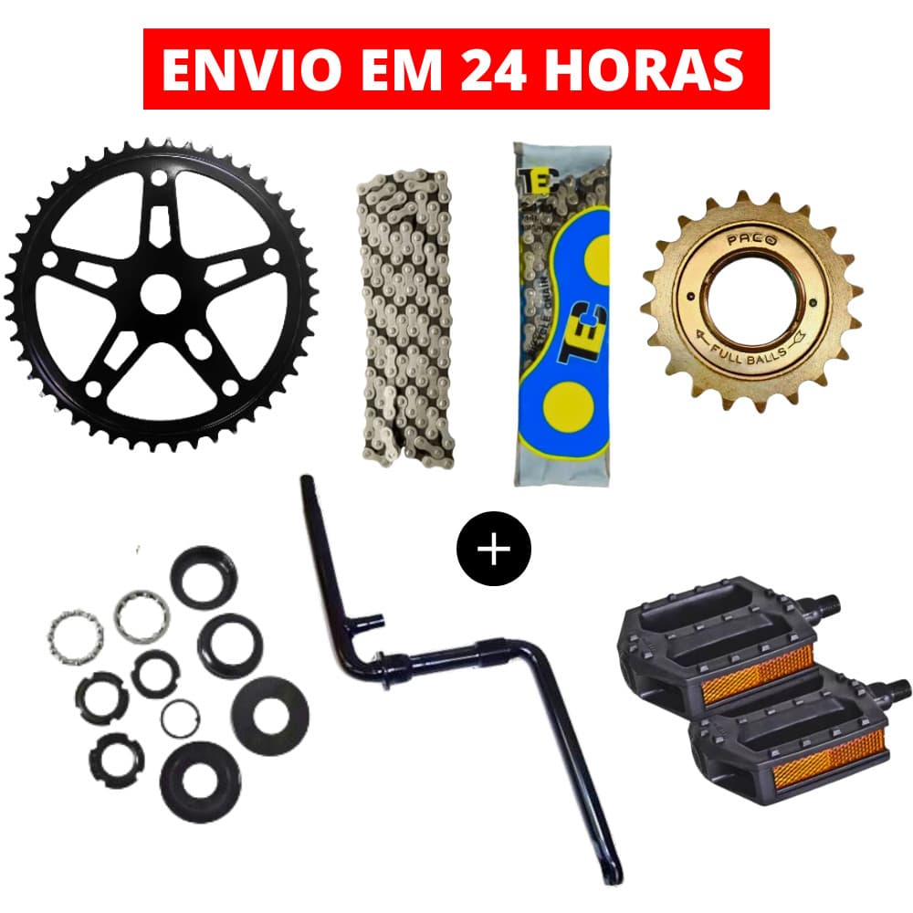 KIT RELAÇÃO BIKE COMPLETO COROA CATRACA CORRENTE PEDIVELA