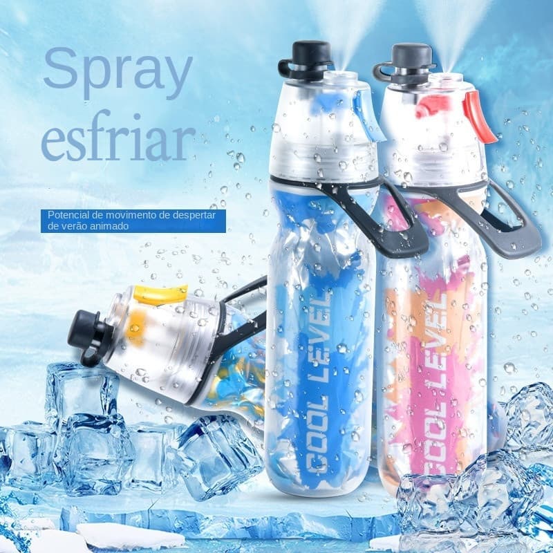 Copo de água em spray para esportes, copo de água com palha de resfriamento de três camadas, copo de água para esportes
