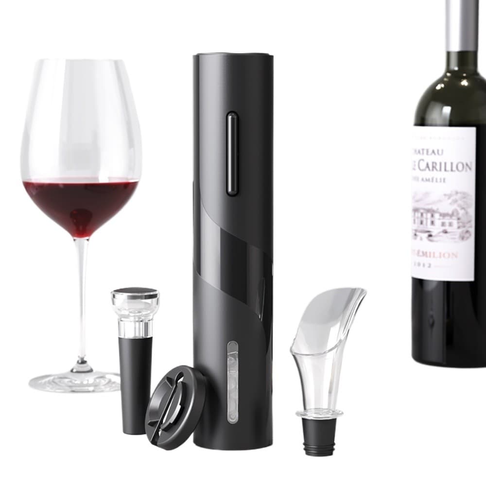 Saca-Rolhas Elétrico Automático Abridor De Vinho Garrafa com Cortador Acessórios para Vinho Recarregável
