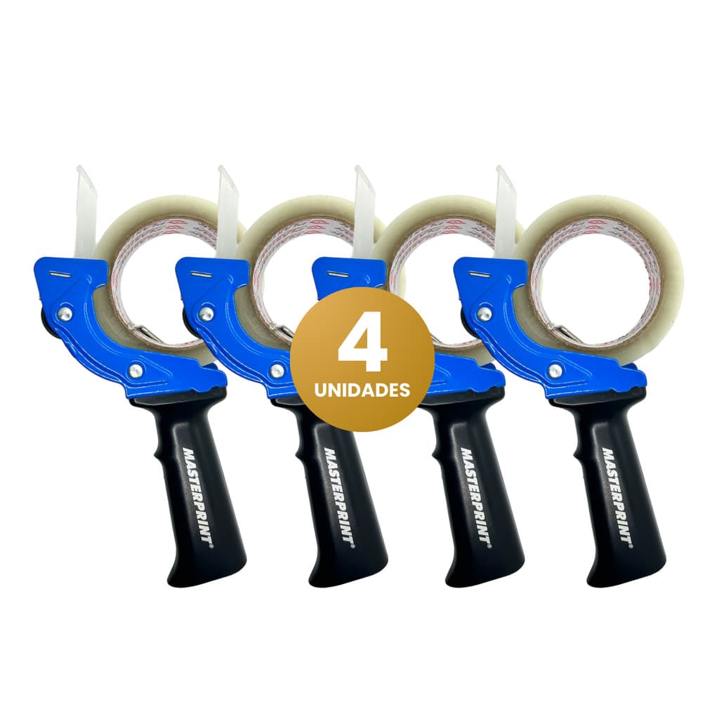 KIT 4 SUPORTE APLICADOR FITA ADESIVA TRANSPARENTE GROSSA