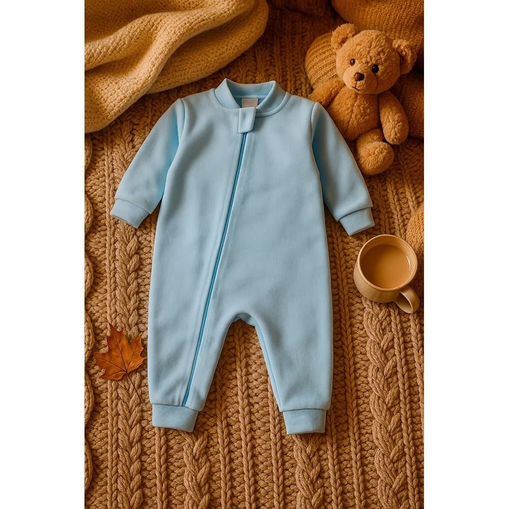 Macacão Azul Bebê - Soft Liso - Bebê Menino
