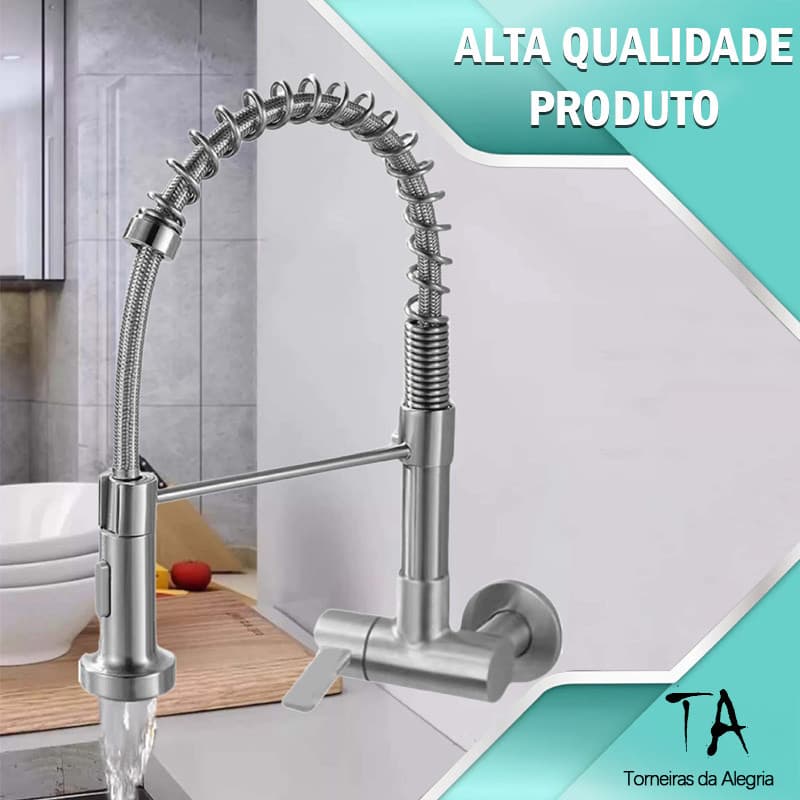 cozinha gourmet torneira na parede preto e prata flexível removível montado na parede
