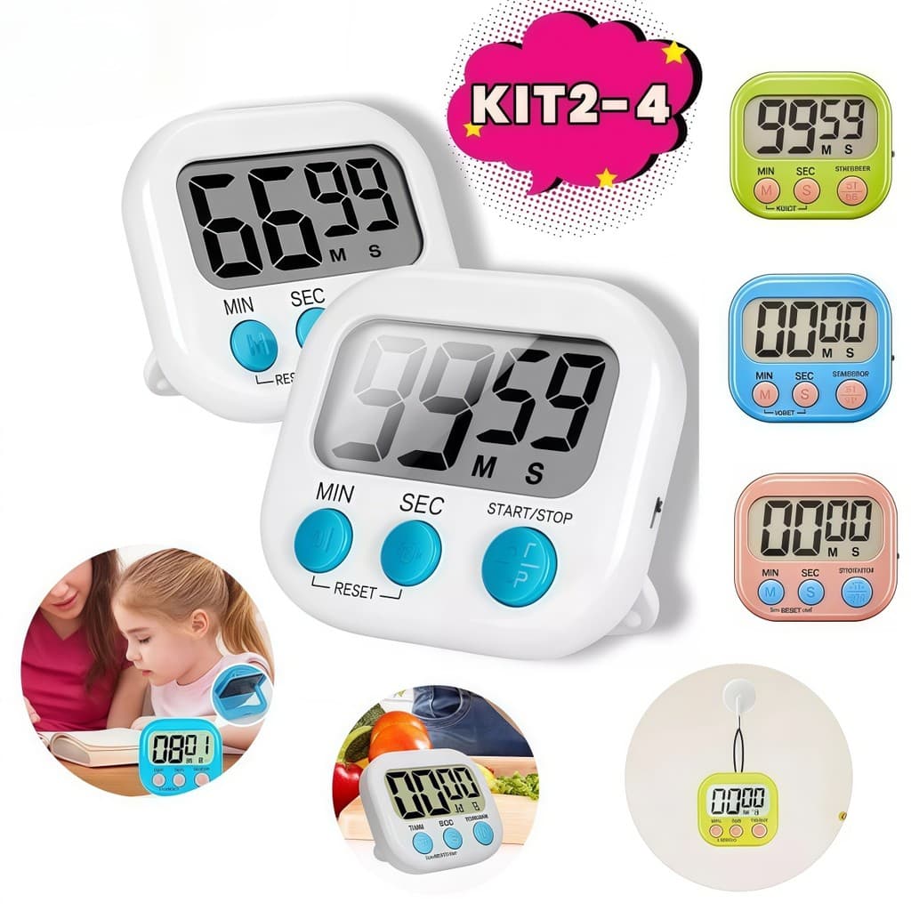 Timer Digital com Alarme | Temporizador para Cozinha e Estudo | Cronômetro Portátil