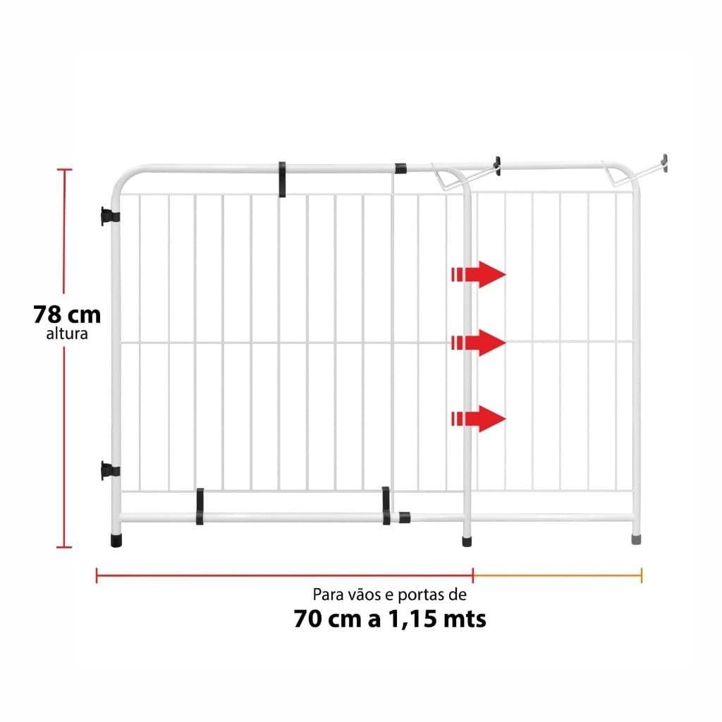Portão Pet Cães Cachorro Bebê Extensivo 70 Até 115 Cm