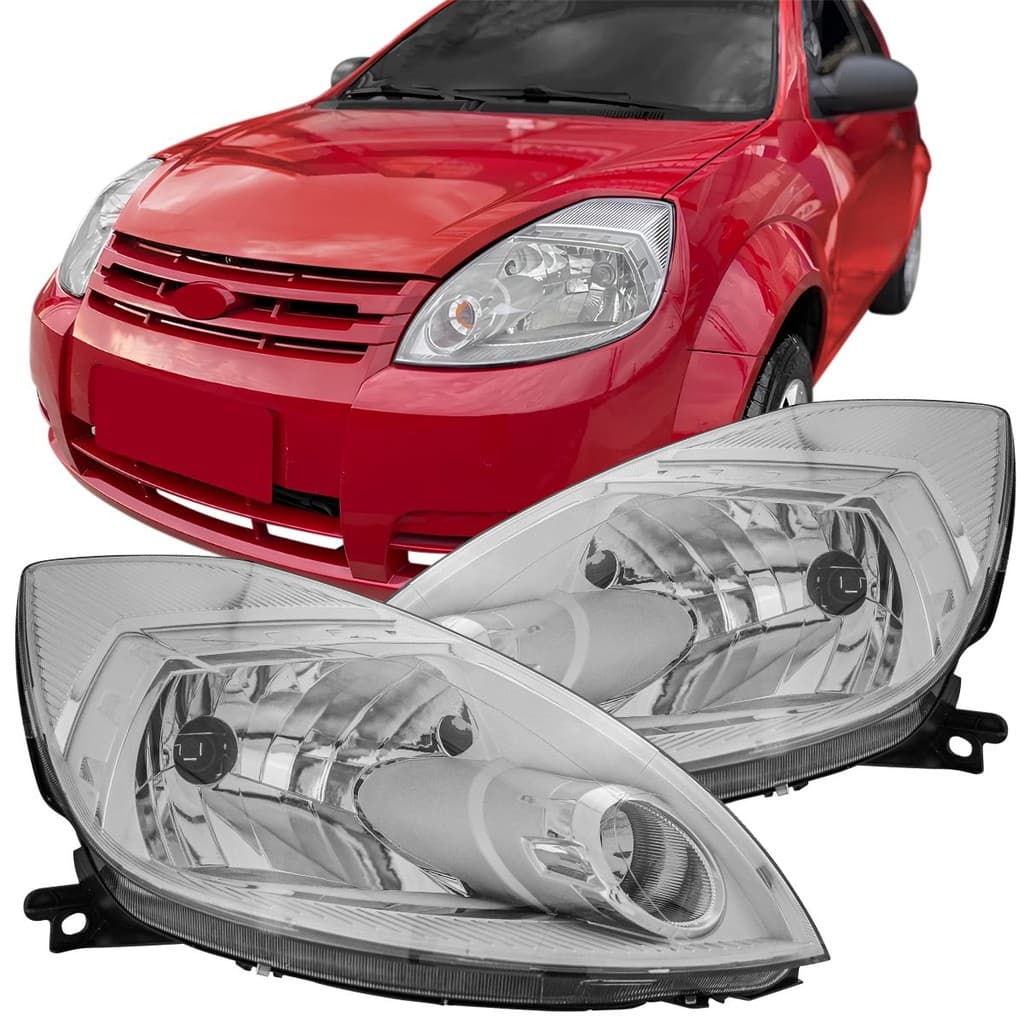 Par Farol Ford Ka 2008 2009 2010 11 12 2013 Máscara Cromada