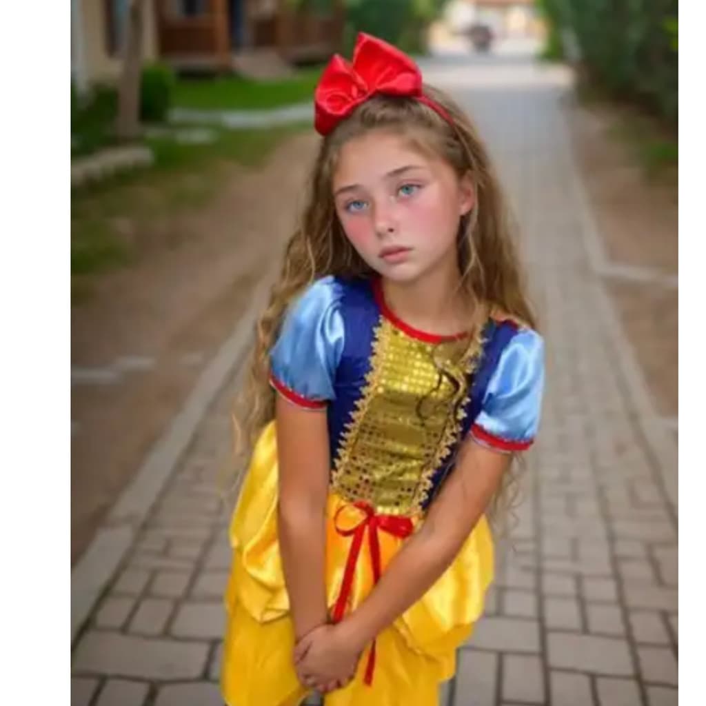 Fantasia Infantil Branca De Neve Vestido Com Laço Envio Rápido
