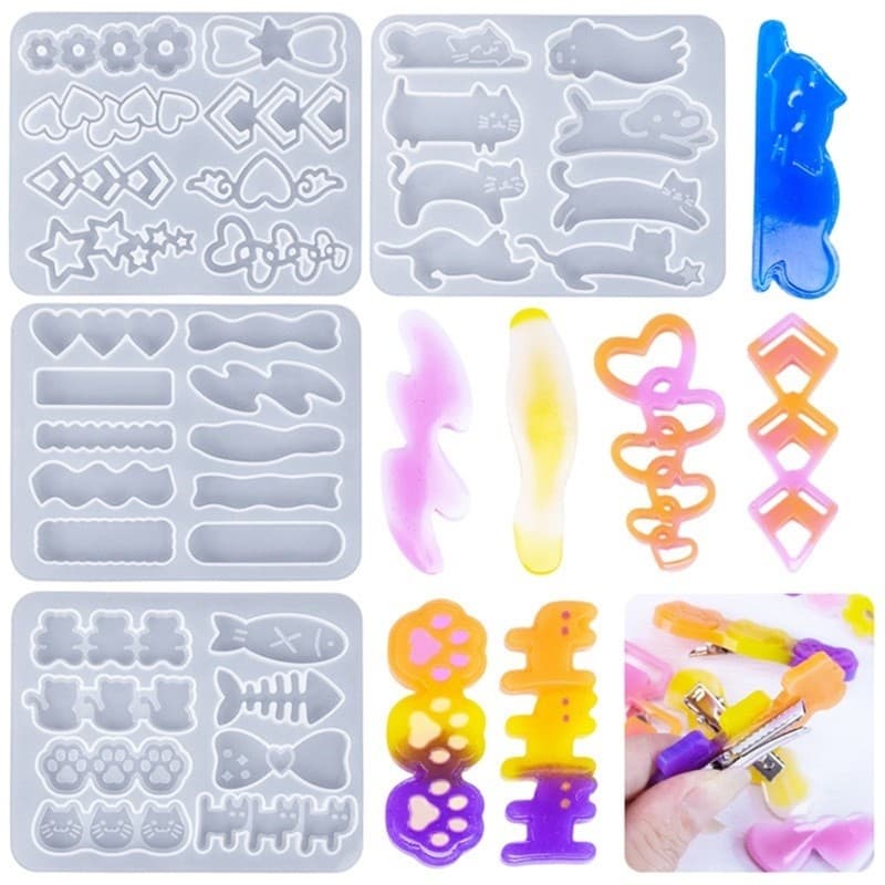 XY Clipe De Cabelo Irregular Molde De Silicone Pino Ornamento Resina Cola Epoxy Headwear Jóias Artesanato Acessórios