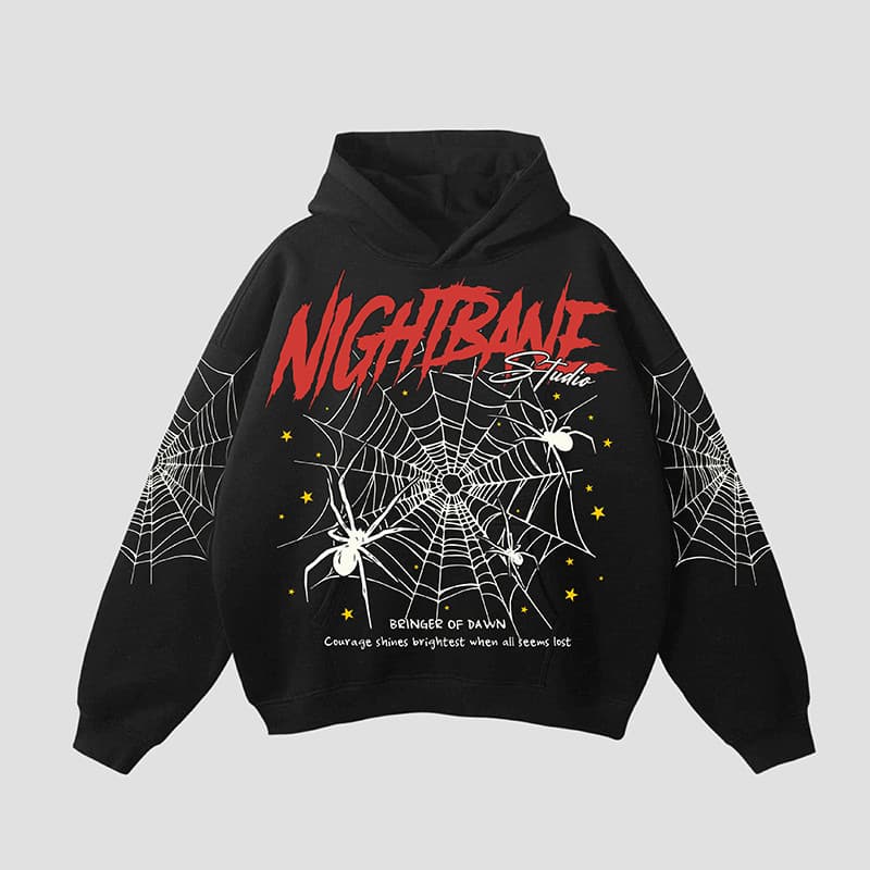 Moletom HellxCity: Nightbane Spider Web, O Poder da Resistência no Escuro, Estilo e Conforto!"