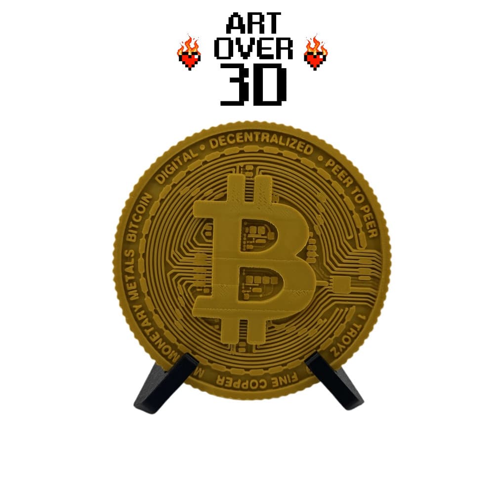Moeda Bitcoin Decoração Ouro 10cm, Criptomoeda Decorativa Fisica
