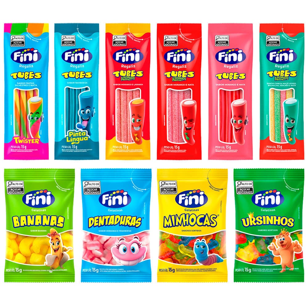 10 Pacotes Bala Fini Sabores Variados