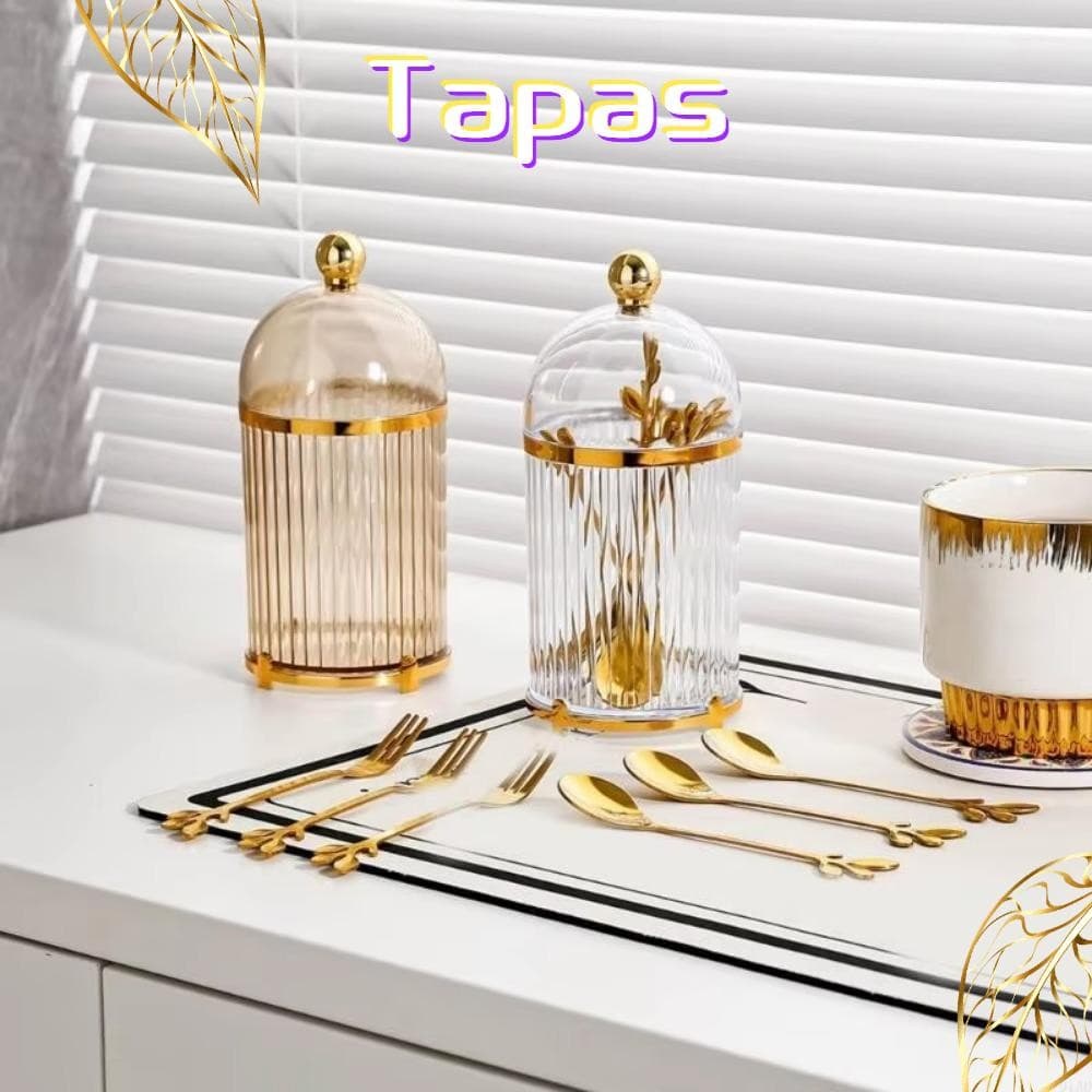 Suporte De Colher De Café TAPAS , Talheres De Plástico Com Tampa À Prova De Poeira , Recipiente De Armazenamento De Alim