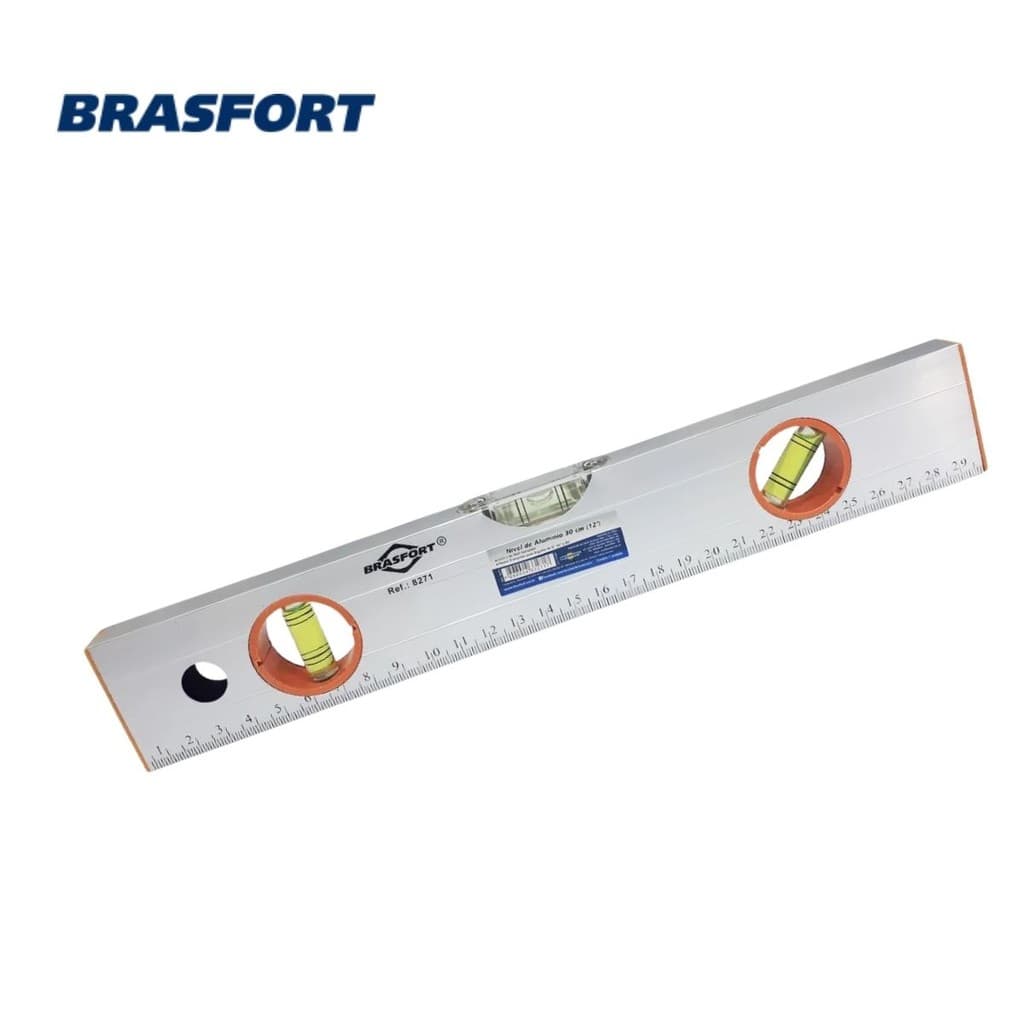 Nível De Alumínio 3 Bolhas Premium Brasfort 30cm