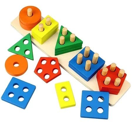 Jogo de Encaixe de Madeira Montessori 20 Peças – Brinquedo Educativo Infantil