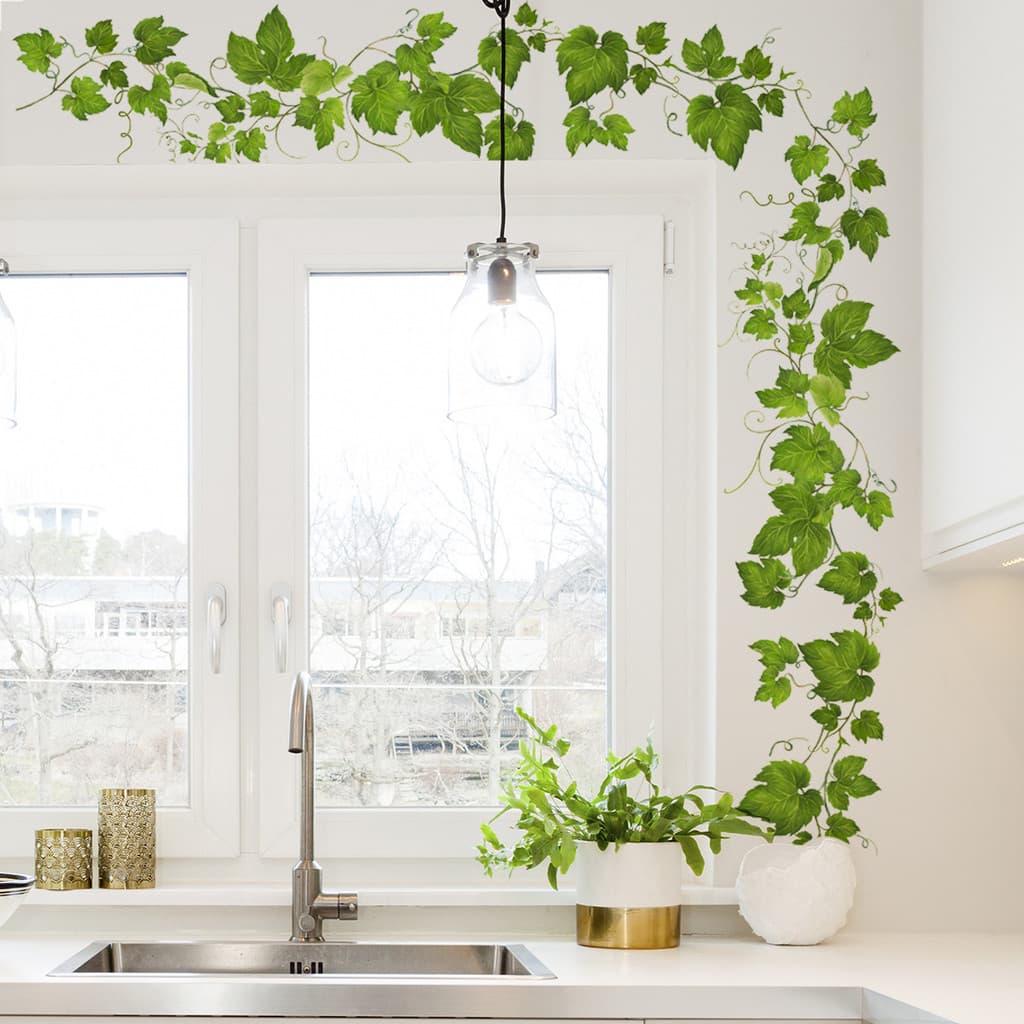 Flor videira folhas planta verde adesivos de parede sala estar casa quarto decoração adesivos