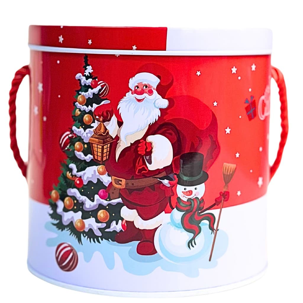5 lata de metal NATAL decorativo papai noel sortido bolo