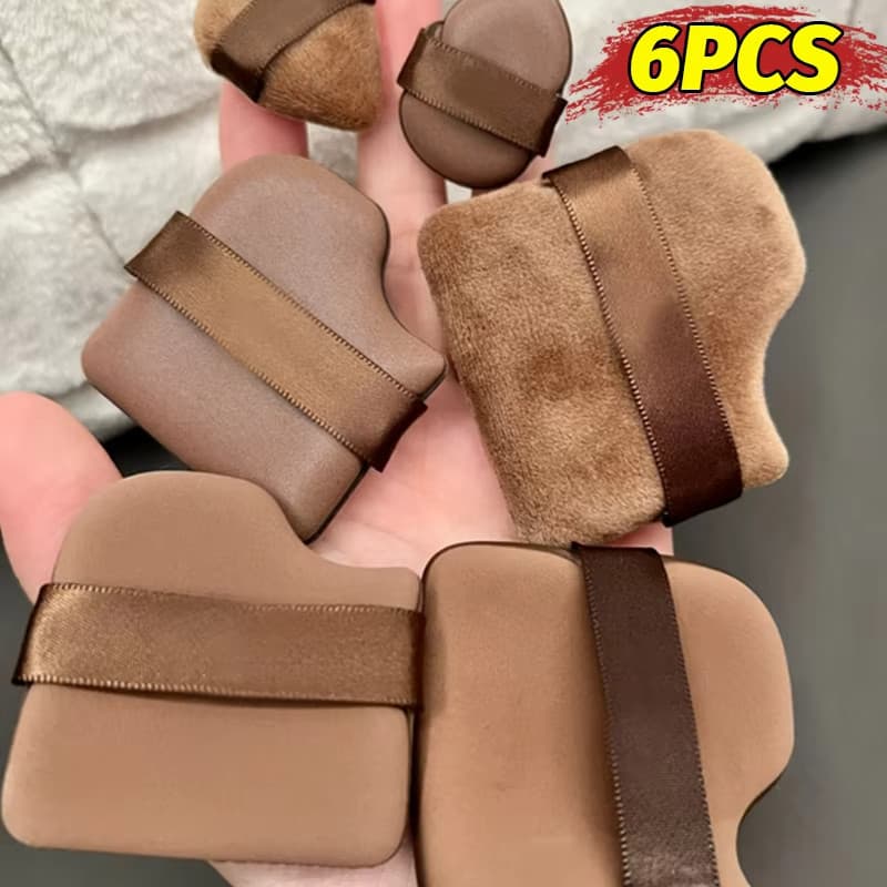 6 Pacotes De Pó De Maquiagem Úmida E Seca , Forma De Biscoito De Chocolate , Almofada De Ar Reutilizável