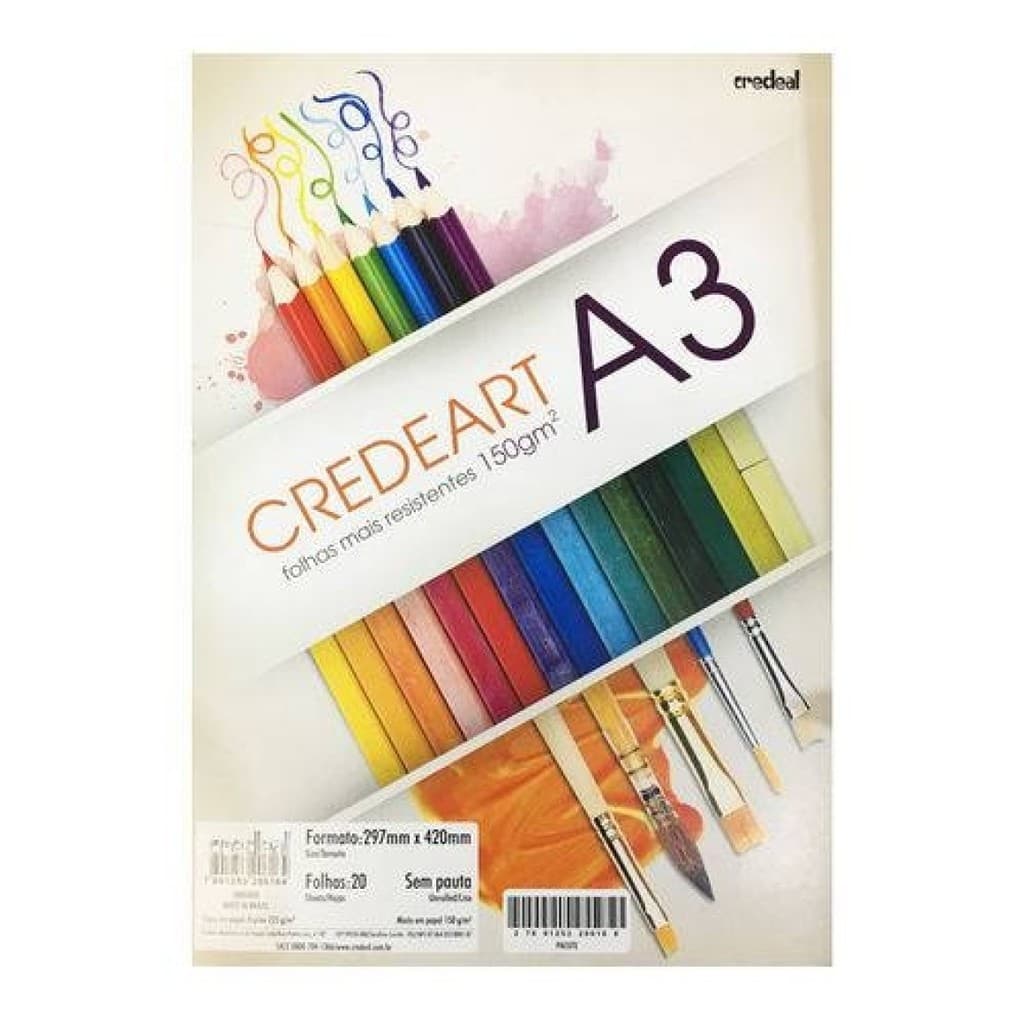 Bloco de Desenho Credeart  A3 150 g/m² 20 folhas  - Credeal