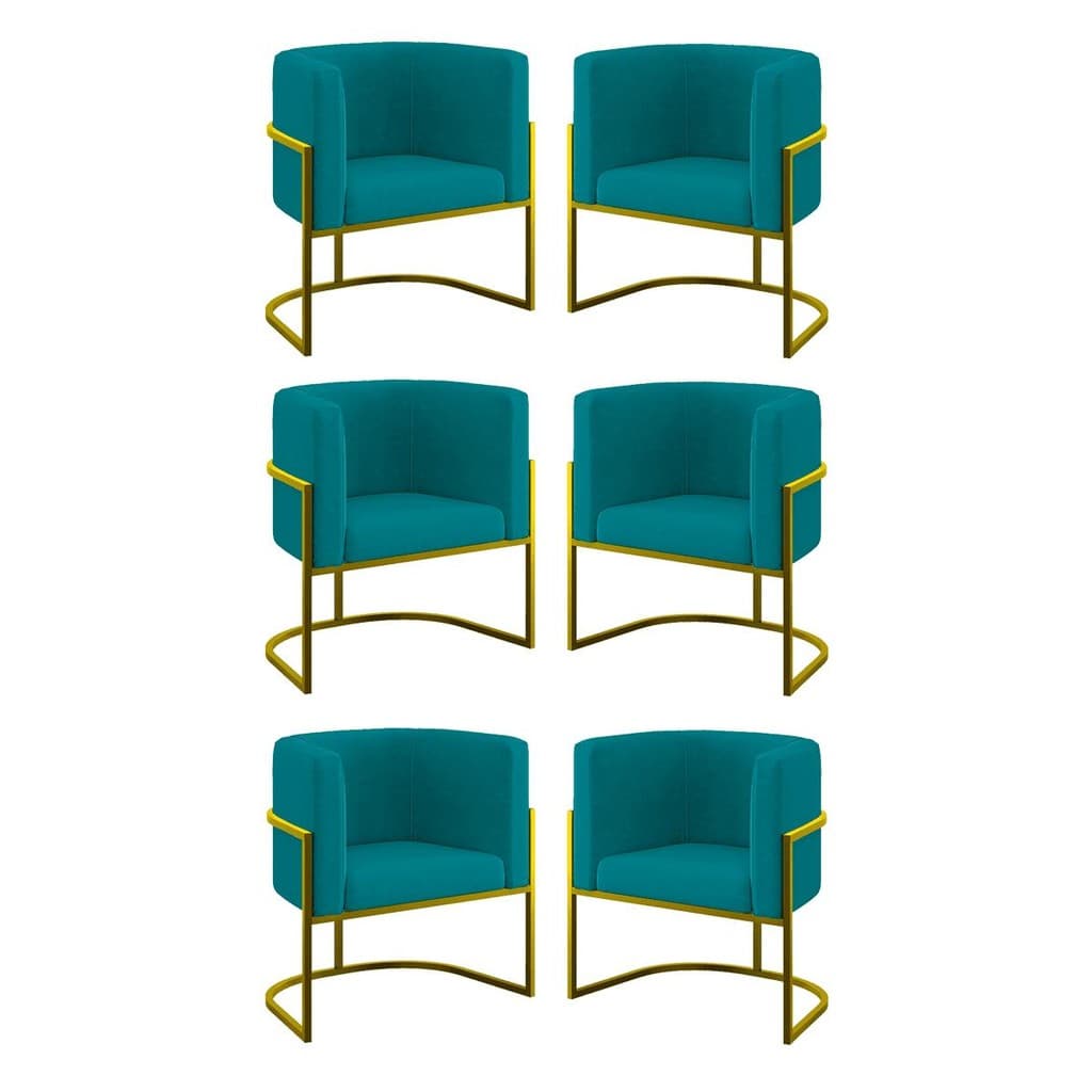 Kit 06 Cadeiras Poltrona Lua Gold para Sala Quarto Balaqui