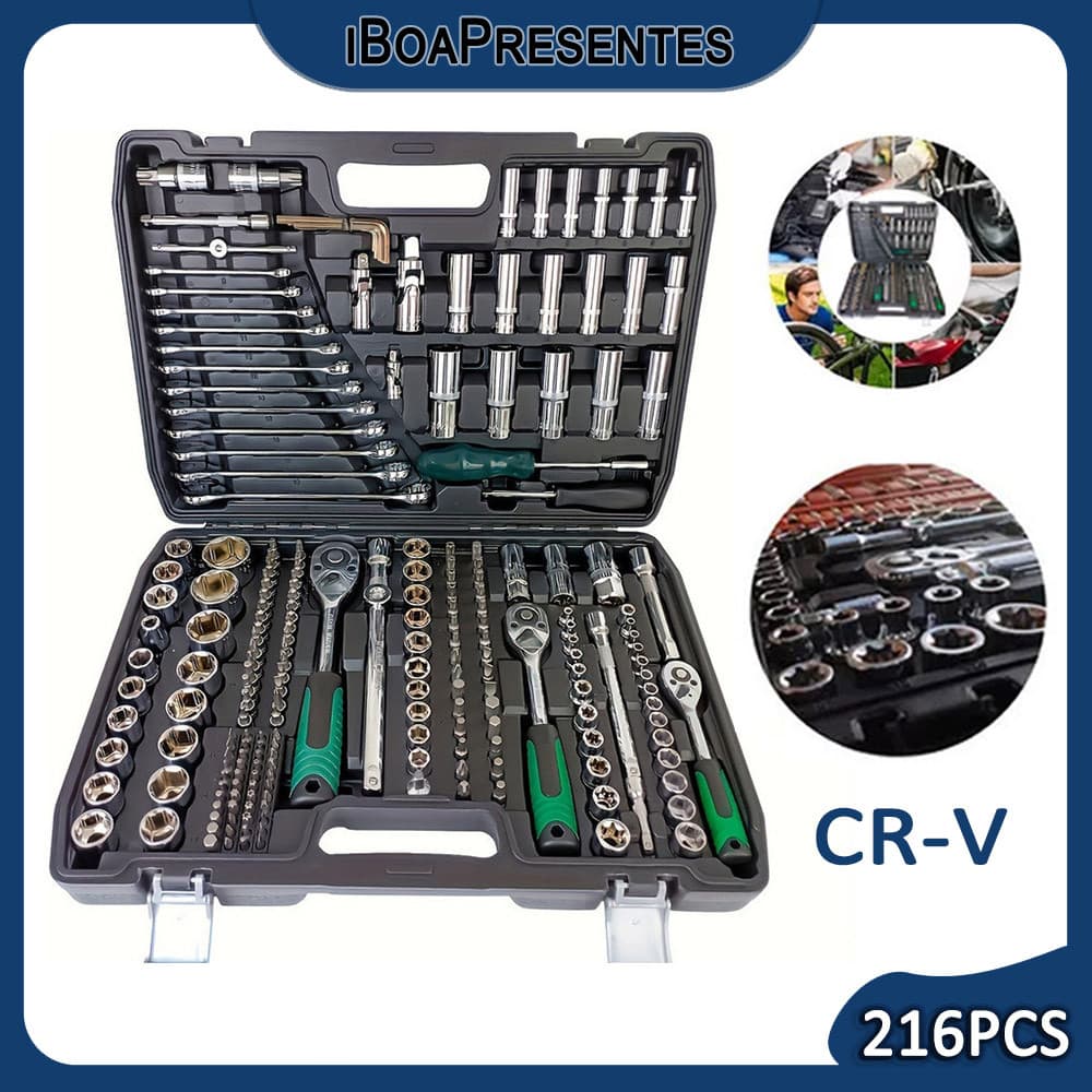 Conjunto De Ferramentas De Chave De Catraca Chave Rápida 216Peças Caixa De Ferramentas De Combinação De Chave De Soquete