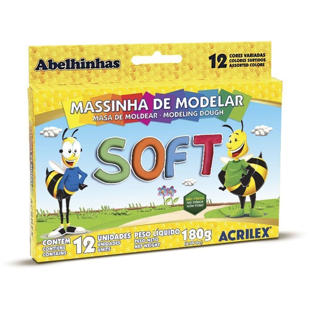 Massa de Modelar Acrilex Soft 12 un.