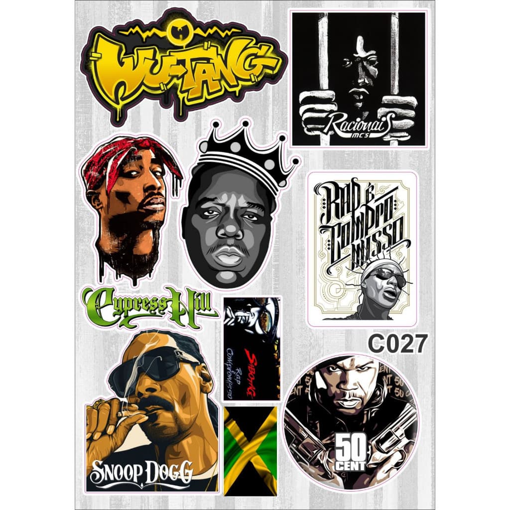 Cartela De Adesivos - C027 - Carro - Moto - Caminhão - Bike - Stickers - Rap - Diversos Adesivo - Notebook - Escola