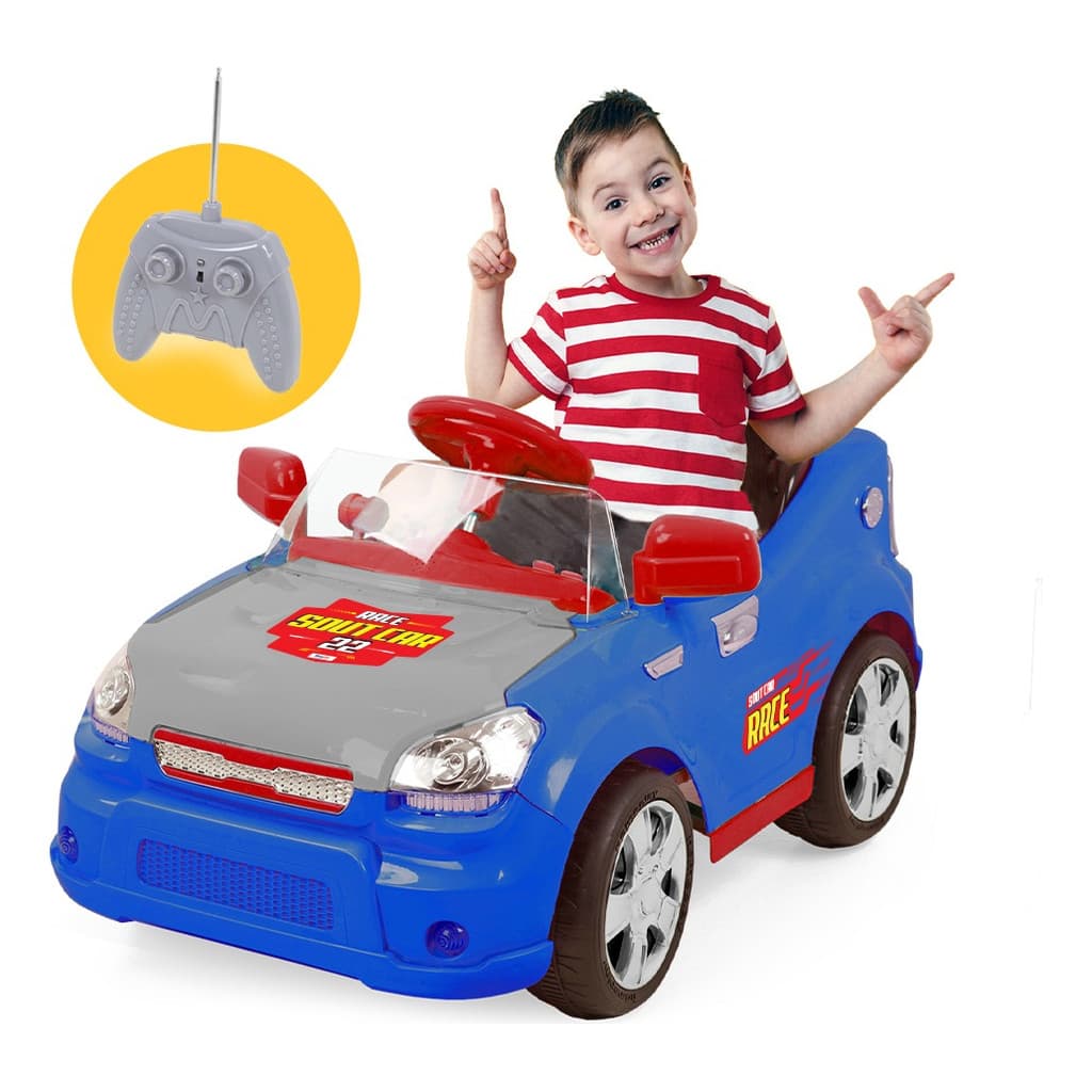 CARRO ELÉTRICO INFANTIL SOUT CAR AZUL CONTROLE REMOTO CARRINHO PASSEIO 6V