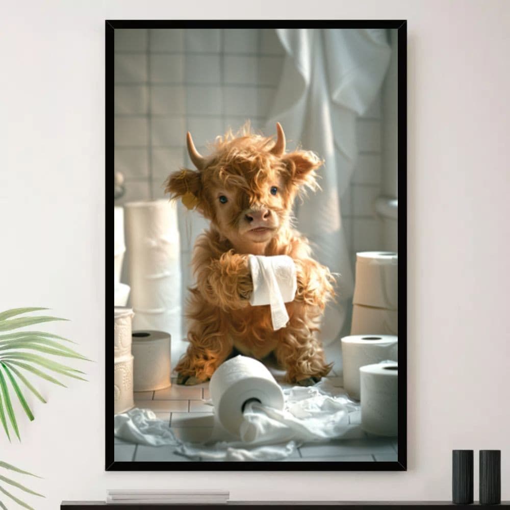 Quadro Banheiro Vaca Infantil Bebe Decorativo