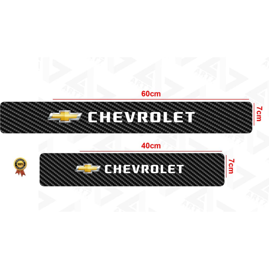 Kit 4 Peças Adesivo Soleira de Porta Carro Modelo Chevrolet Proteção Anti Arranhões Universal Carros