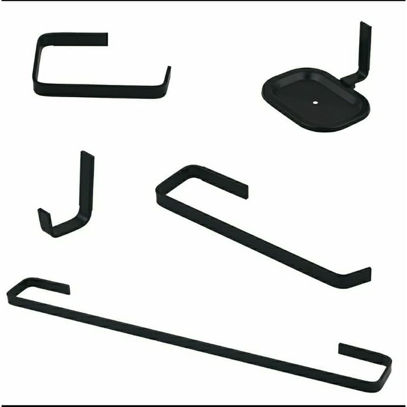 KIT PARA BANHEIRO, TOALHAS, PAREDE, STANDER PRETO FOSCO