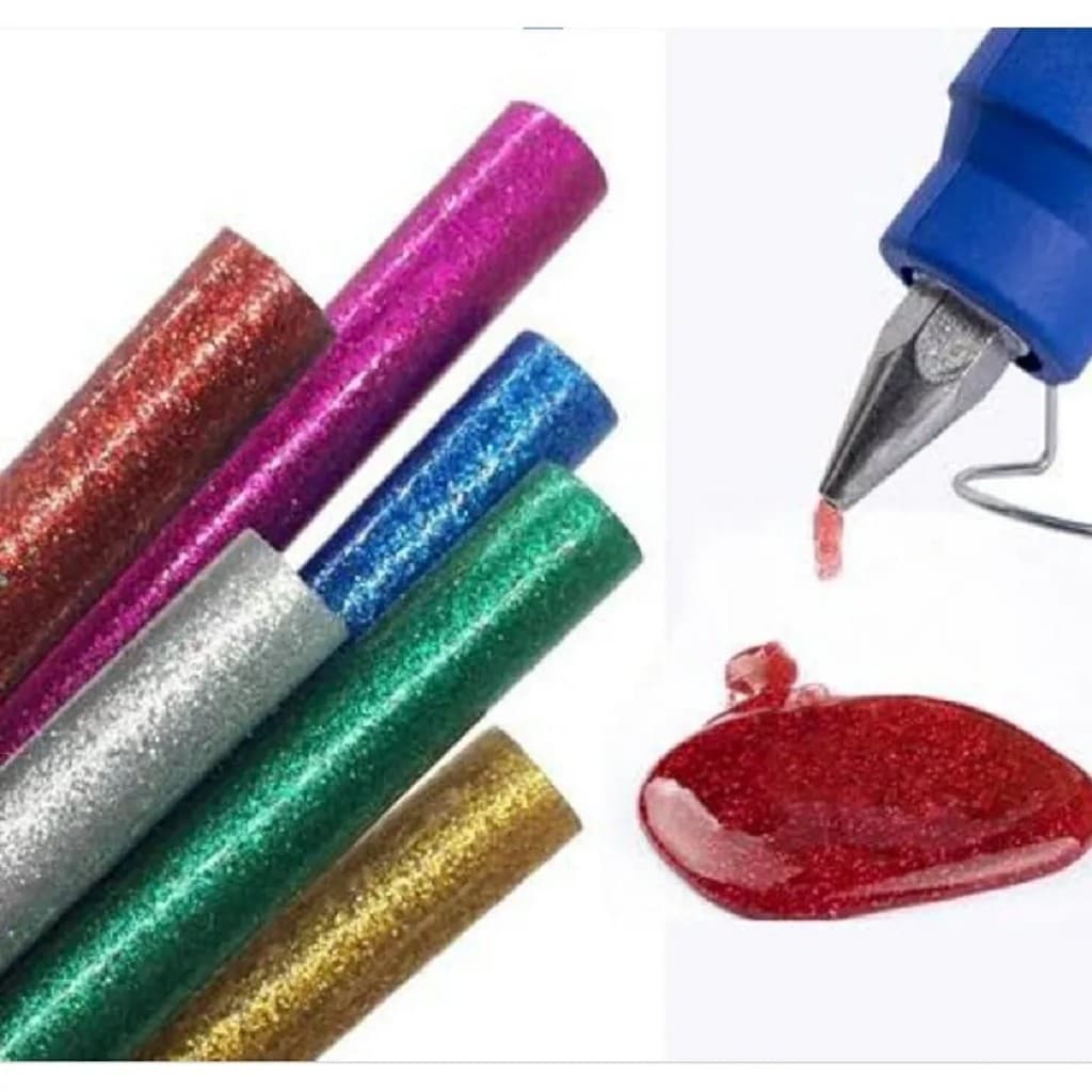 Kit com 10 Bastões Refil de Cola Quente com Glitter para Pistola de Cola - Arte Artesanato Colagem