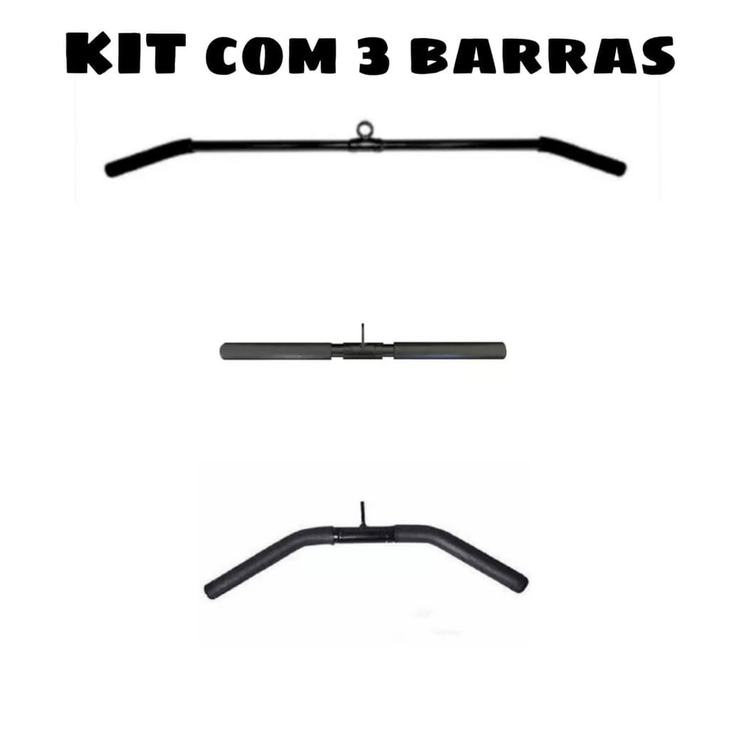 Puxador Barra Costa Pulley de 120cm Com Giro+Puxador Curvo Curto Com Giro 50cm+Puxador reto com giro para Cross Over