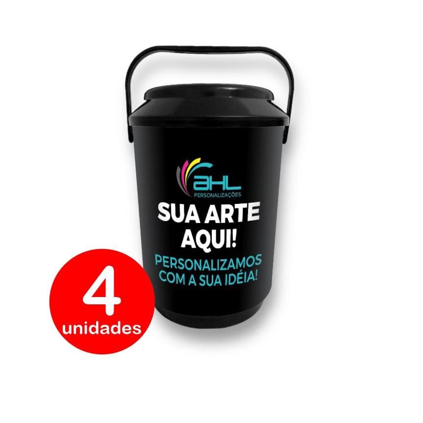4 Coolers termico com capacidade para 10 latas de 350ml personalizado com foto logomarca tema