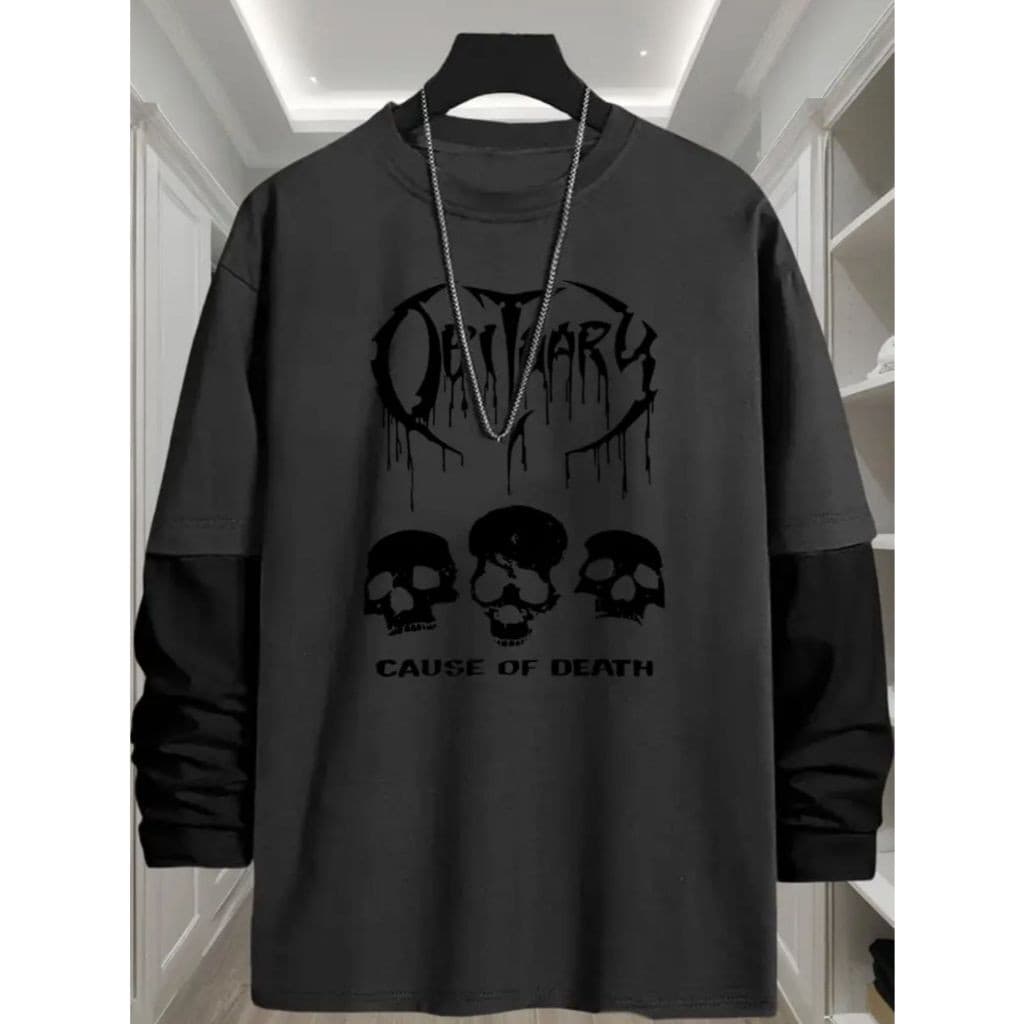 Camiseta Manga Longa Chumbo Streetwear Modelo: "Cause Of Death" - Tumblr CAMLG-1501-GRF COYOTE STREET