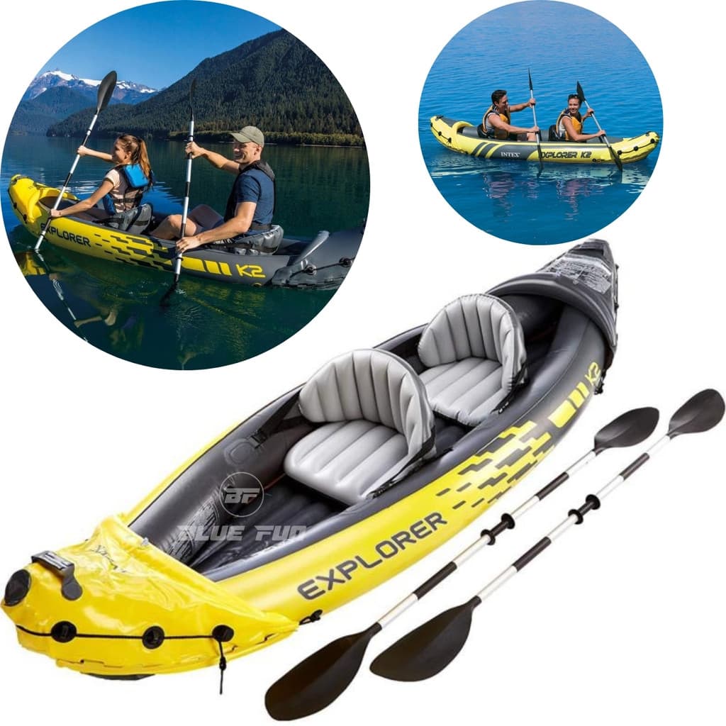 Caiaque Inflável Explorer K2 Intex Com Bomba e Remos 68307