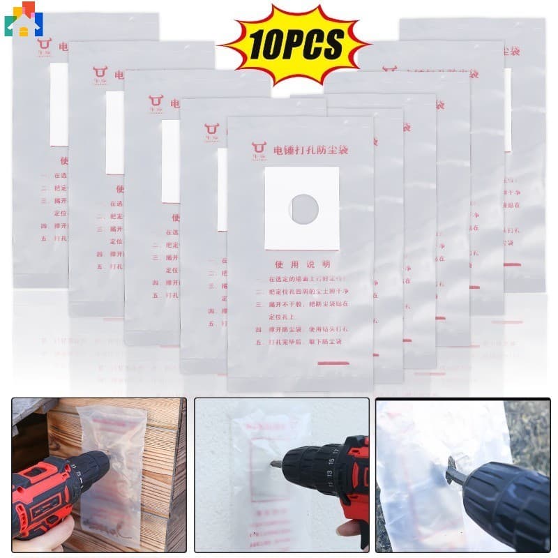 10 Pçs Broca Elétrica Saco De Pó Martelo Buraco Perfuração Ar Condicionado Dispositivo Coletor À Prova Poeira Ferramenta