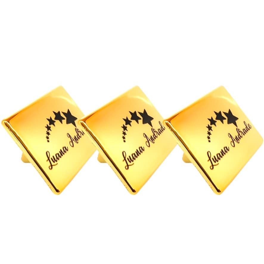 Etiqueta Metálica Personalizada com Garras – Retangular 4,0x3,0 cm 10 unidades