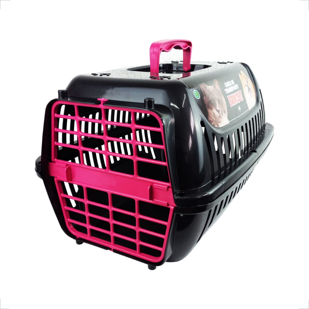 Caixa de Transporte Brinqpet N2 Premium – Preto e Rosa