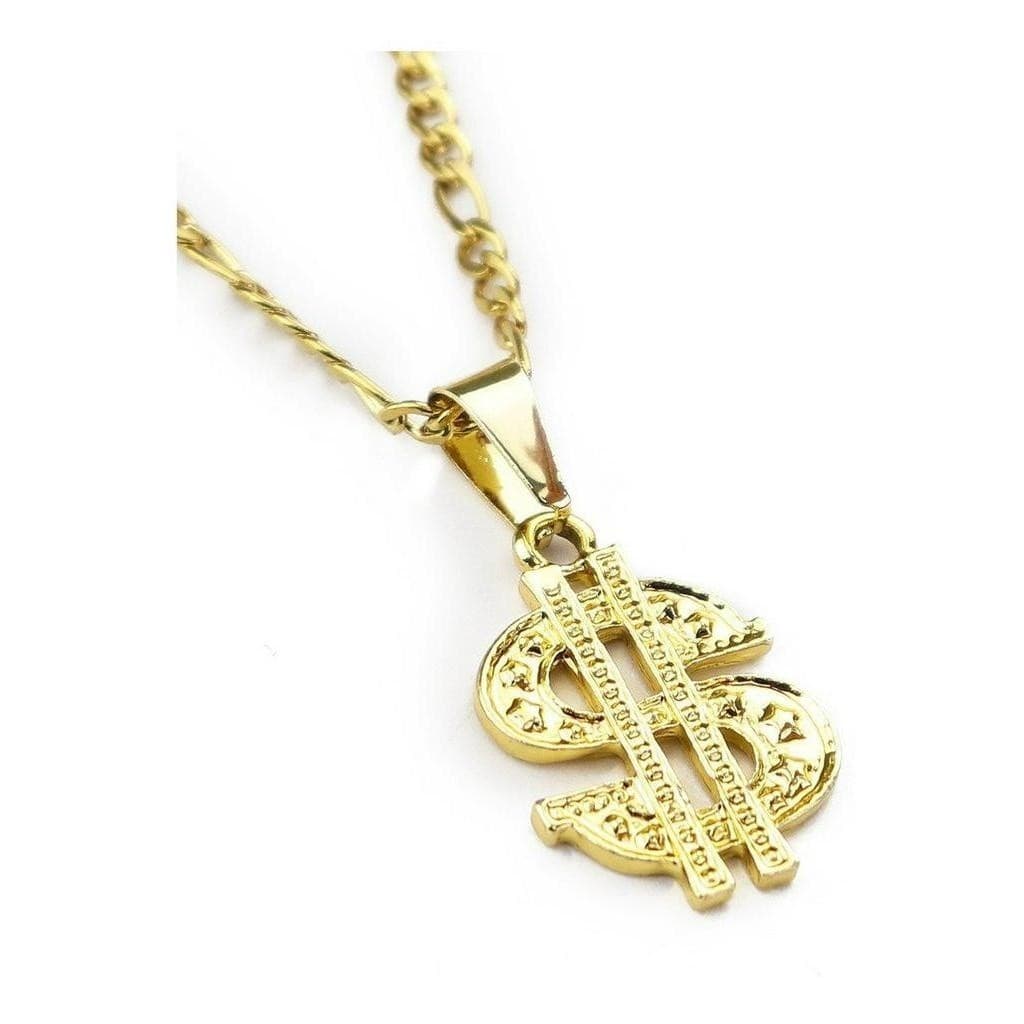 Cordão Corrente Com Pingente Cifrão Banhado Ouro Masculina UNISSSEX