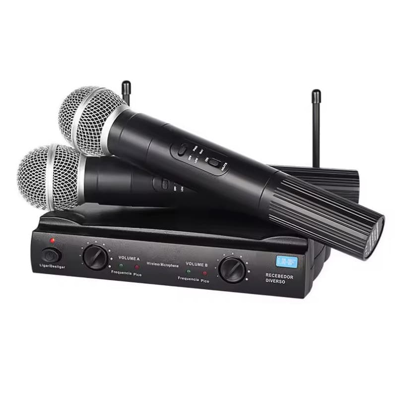 Microfone Sem Fio Duplo VHF Profissional Dinâmico Onistek ON-MC806