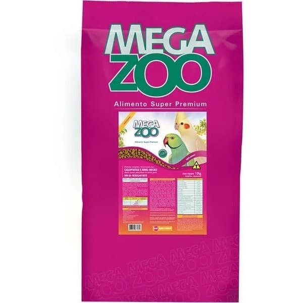 Ração Megazoo Calopsitas Ring Necks MM15 15kg Super Premium Extrusada Alimento Completo