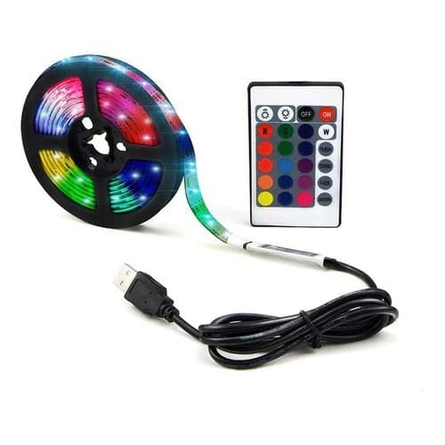 Fita Led 5050 Rgb Controle Remoto 2 metros 5v Usb Para Tv Pc Carro Cor Da Luz Rgb 2m