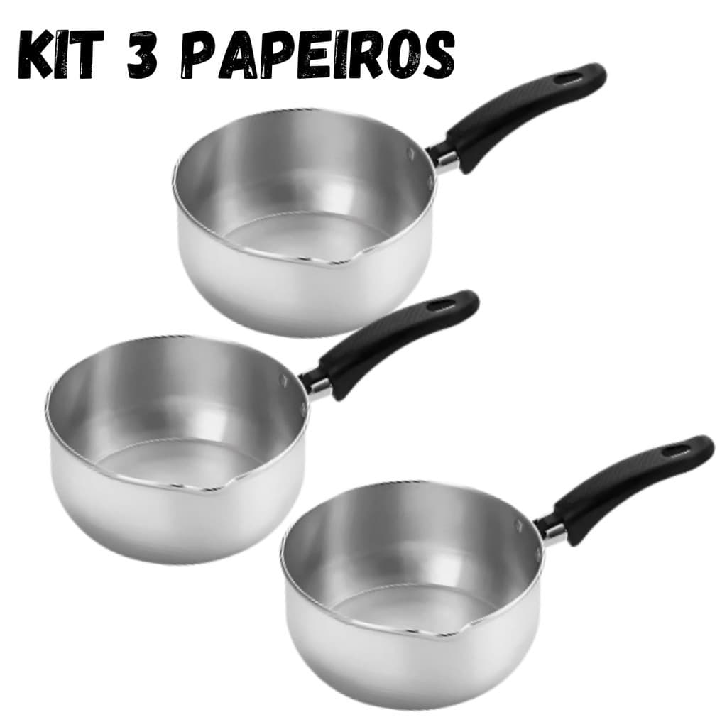 KIT 3 Panelas Papeiro de Alumínio para Papinhas Purê Mingau Comida N°16
