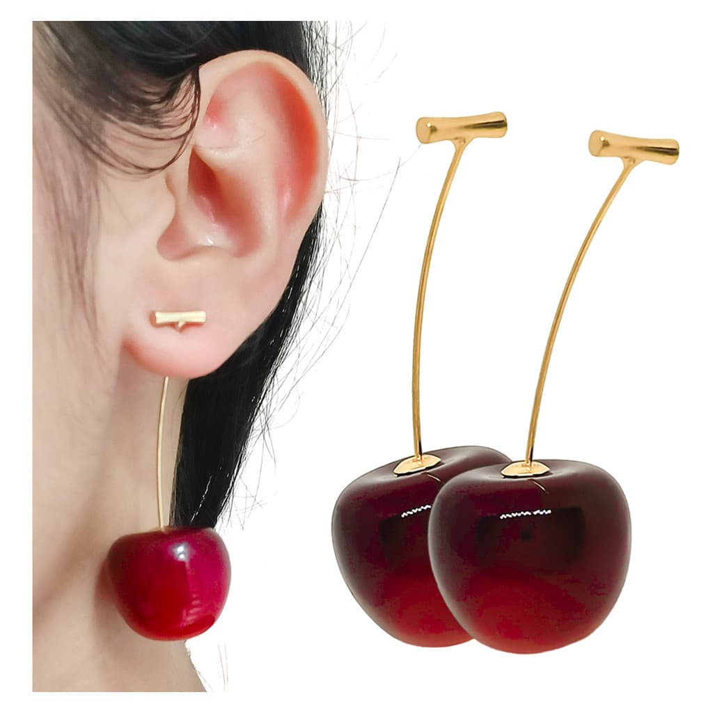 Brinco Cereja Cherry Par Feminino Banhado Á Ouro Original